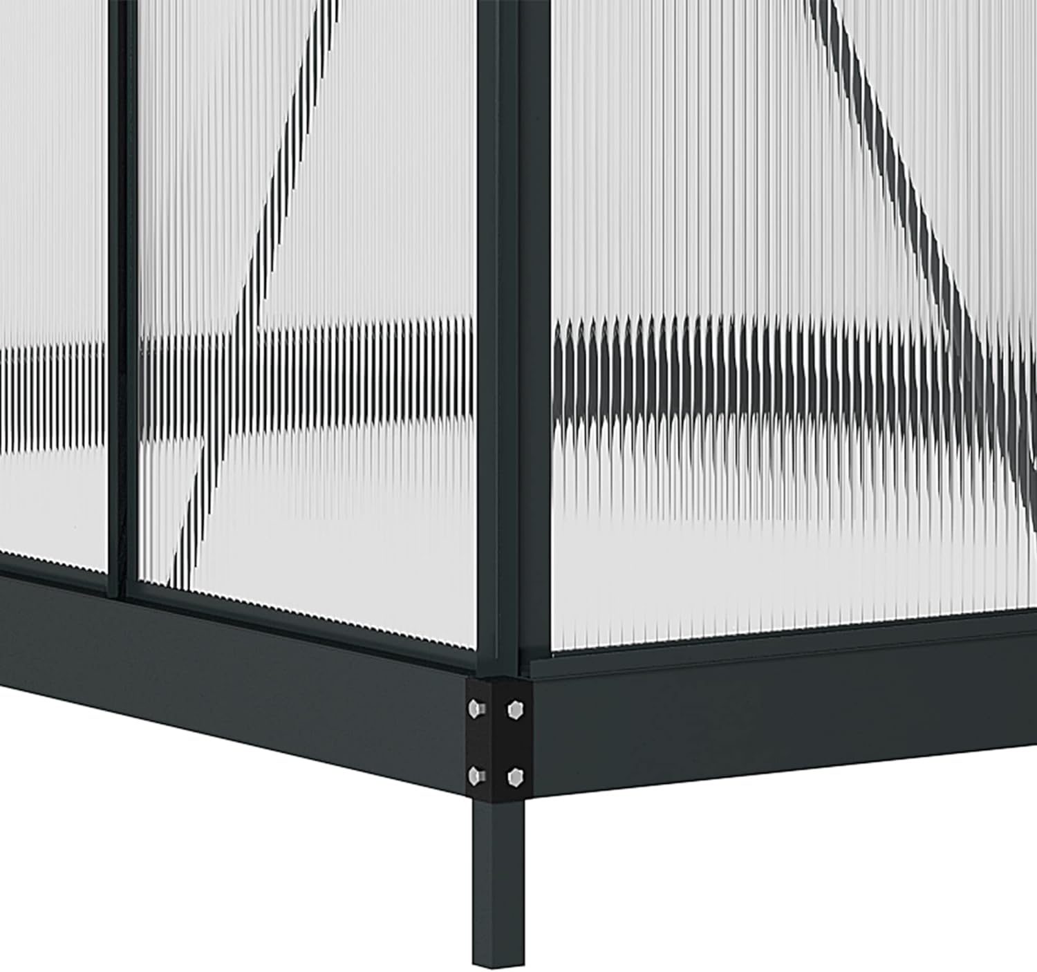 Outsunny 6 x 8ft Polycarbonate Greenhouse, Large Walk-In Green House with Slide Door and Window, Garden Plants Grow House with Aluminium Frame and Foundation, Grey