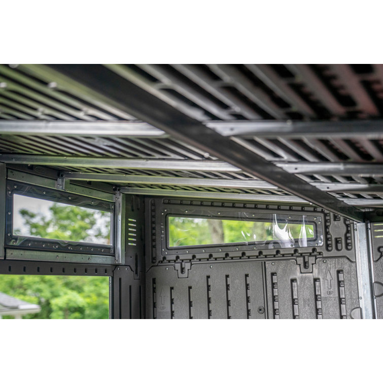 Suncast Modernist 10 ft. 9.5 in. W x 7 ft. 3.5 in. D Barn Door Resin Storage Shed