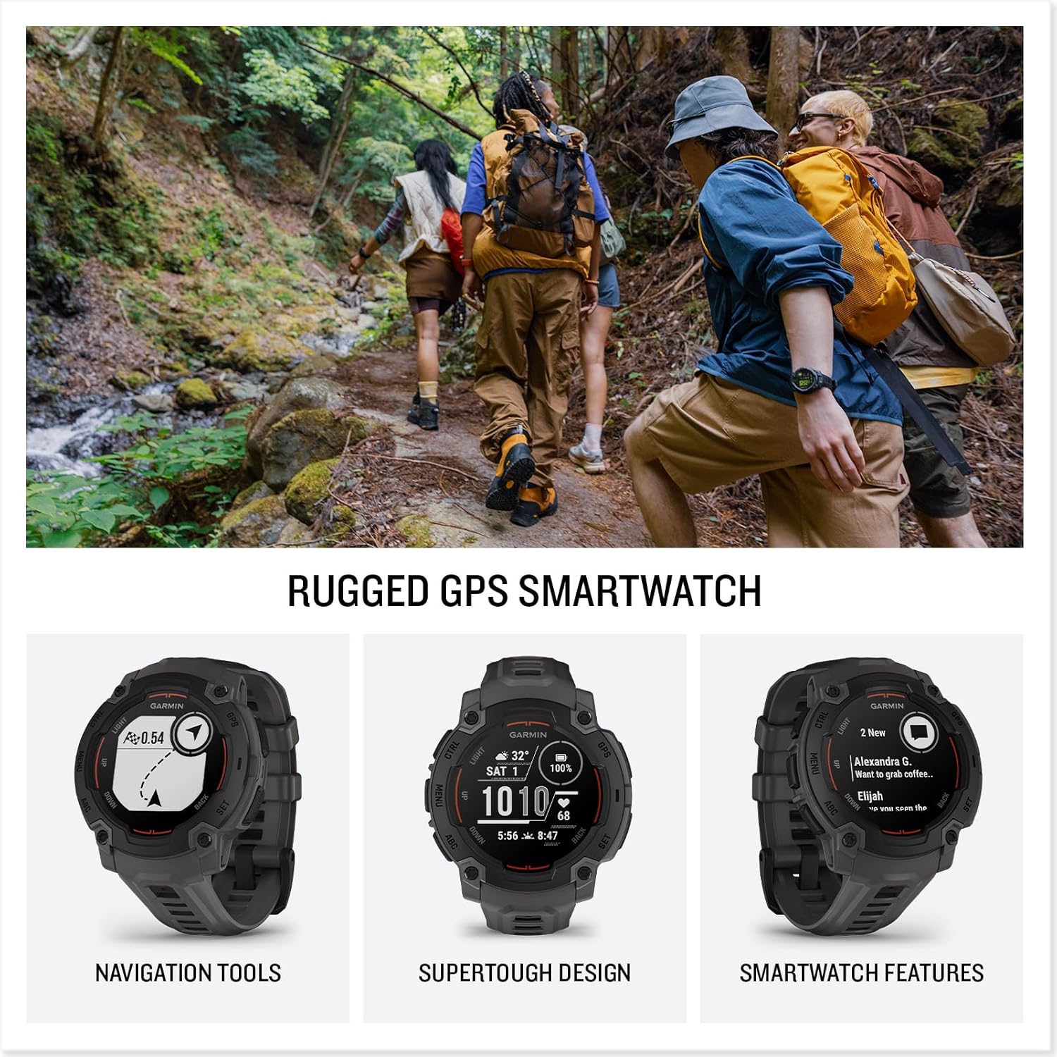 Garmin Instinct® 3 Tactical Edition, 50mm, Solar Charged Display, Rugged Outdoor GPS Smartwatch