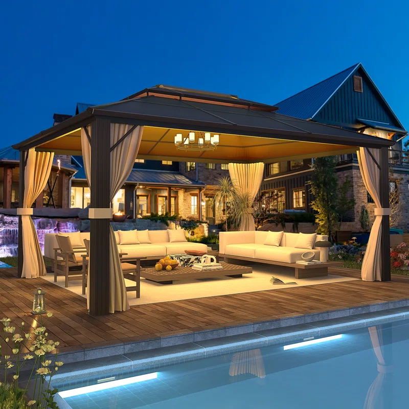 16 Ft. W x 12 Ft. DAluminum Patio Hardtop Gazebo