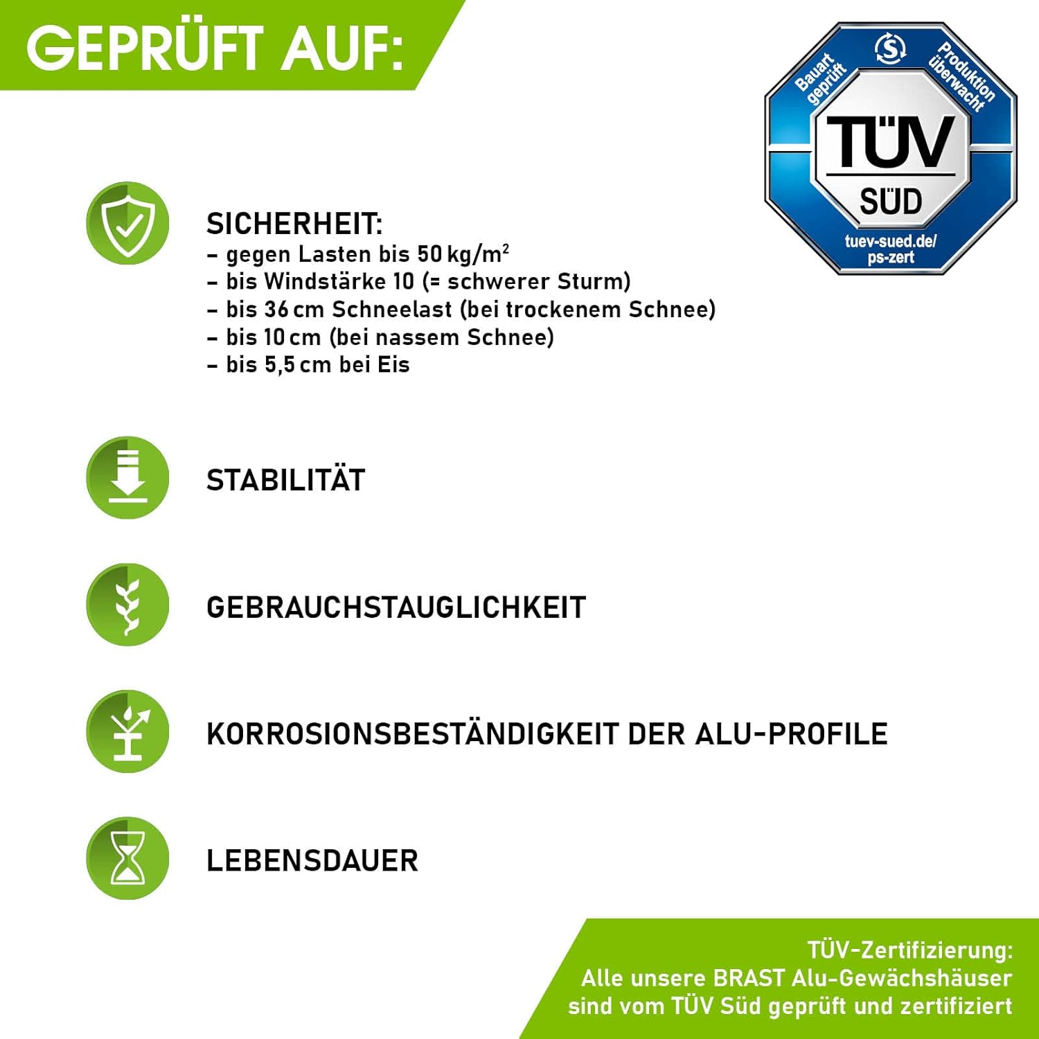BRAST Aluminium Greenhouse with Base 430 x 250 x 235 cm, TÜV Tested, 6 mm Hollow Chamber Panels, Rustproof/Weatherproof/Temperature-Resistant
