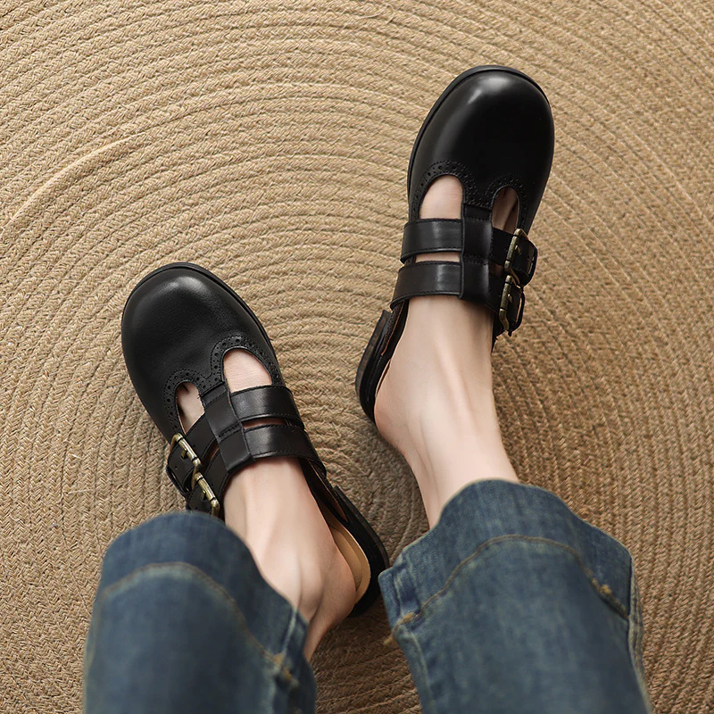 Elin Genuine Leather Mules