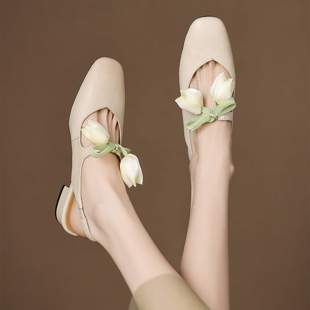 Tulip Genuine Leather Slingbacks