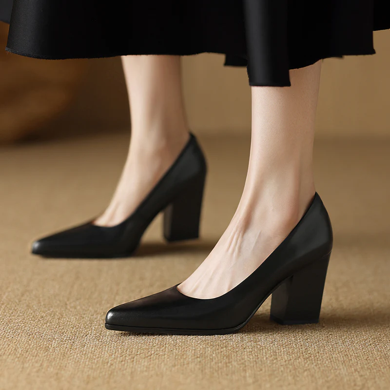 Nora Genuine Leather Heels