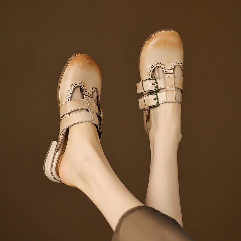 Elin Genuine Leather Mules