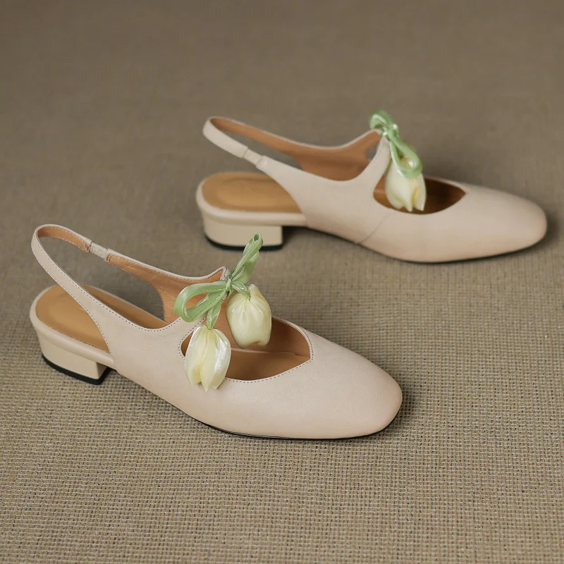 Tulip Genuine Leather Slingbacks