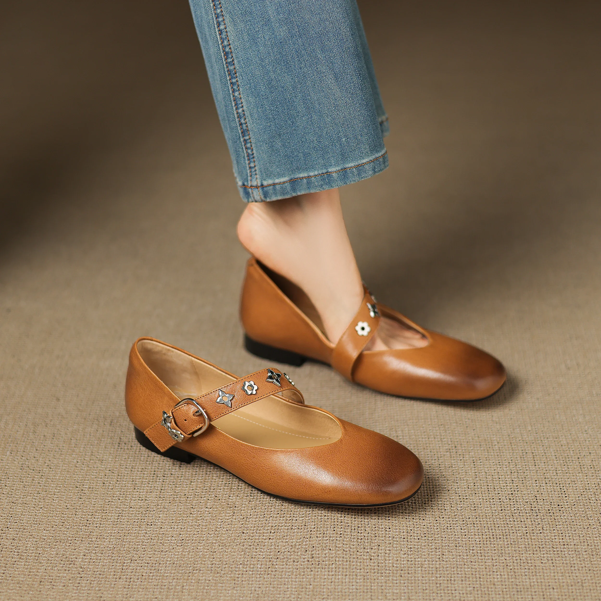 Elda Genuine Leather Flats
