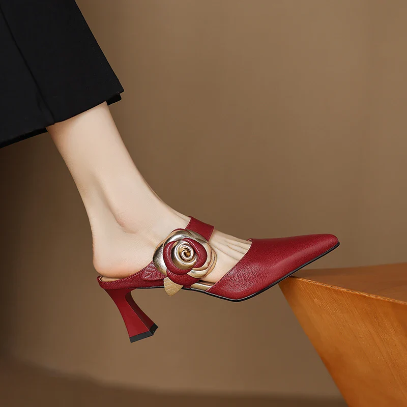 Garnet Genuine Leather Heels