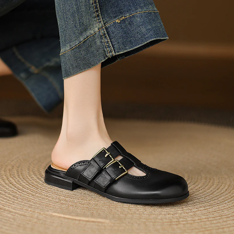 Elin Genuine Leather Mules