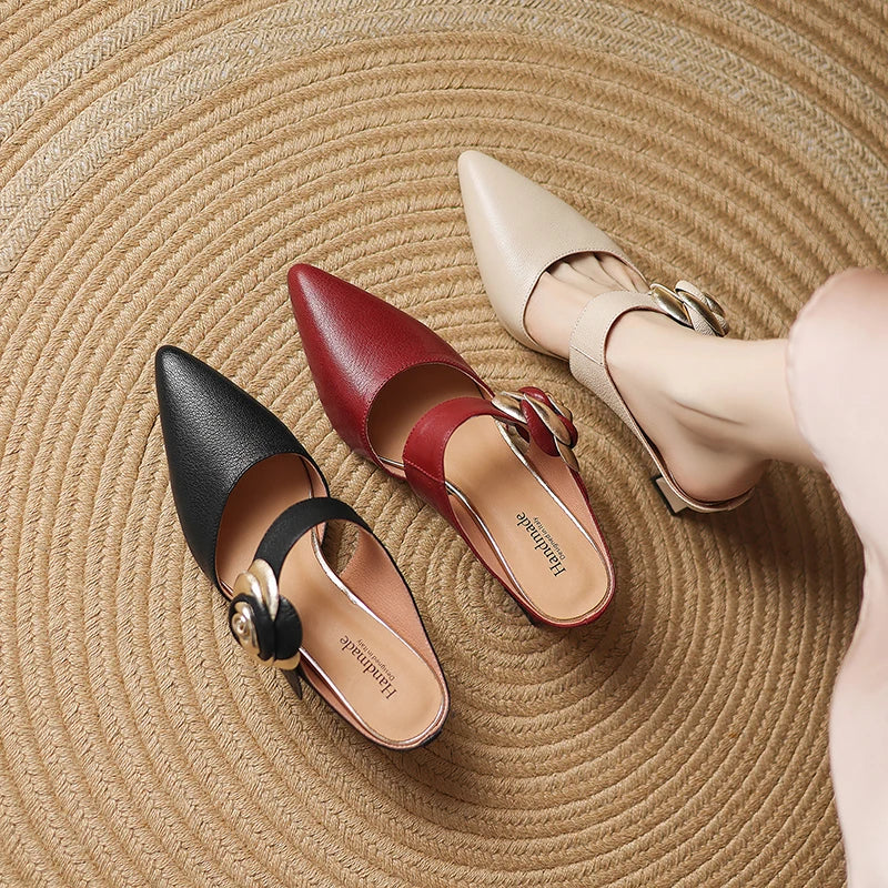 Garnet Genuine Leather Heels