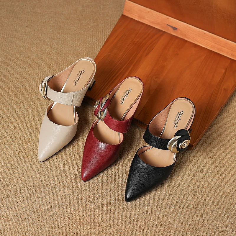 Garnet Genuine Leather Heels