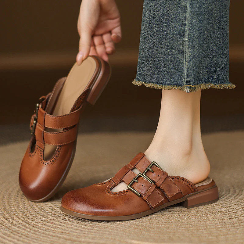 Elin Genuine Leather Mules