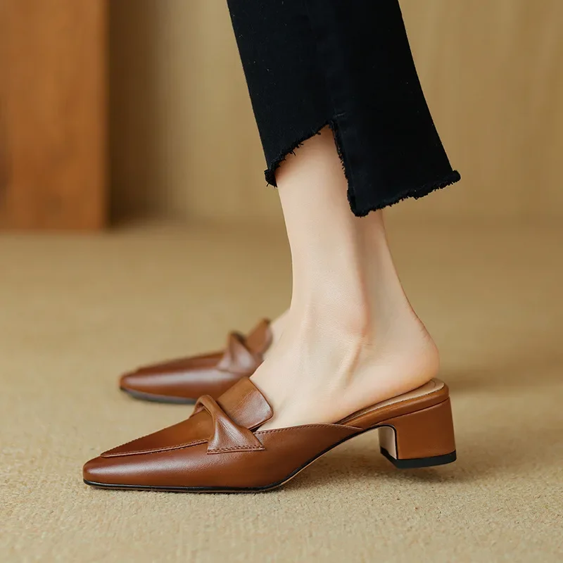 Alaya Genuine Leather Mules