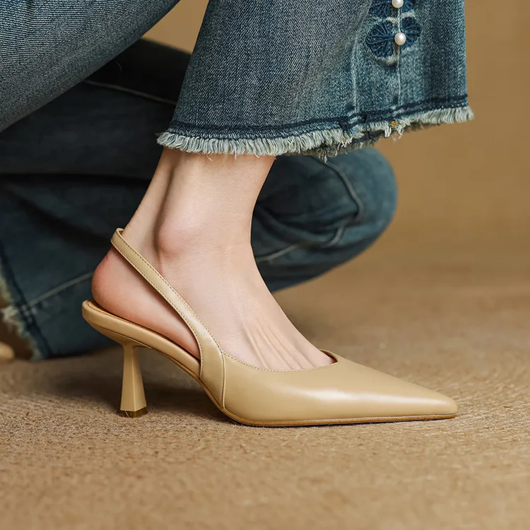 Fauna Genuine Leather Slingbacks