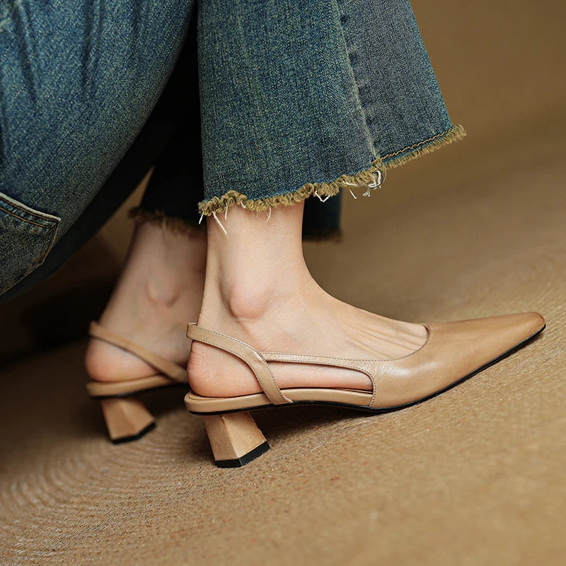 Neera Genuine Leather Slingbacks