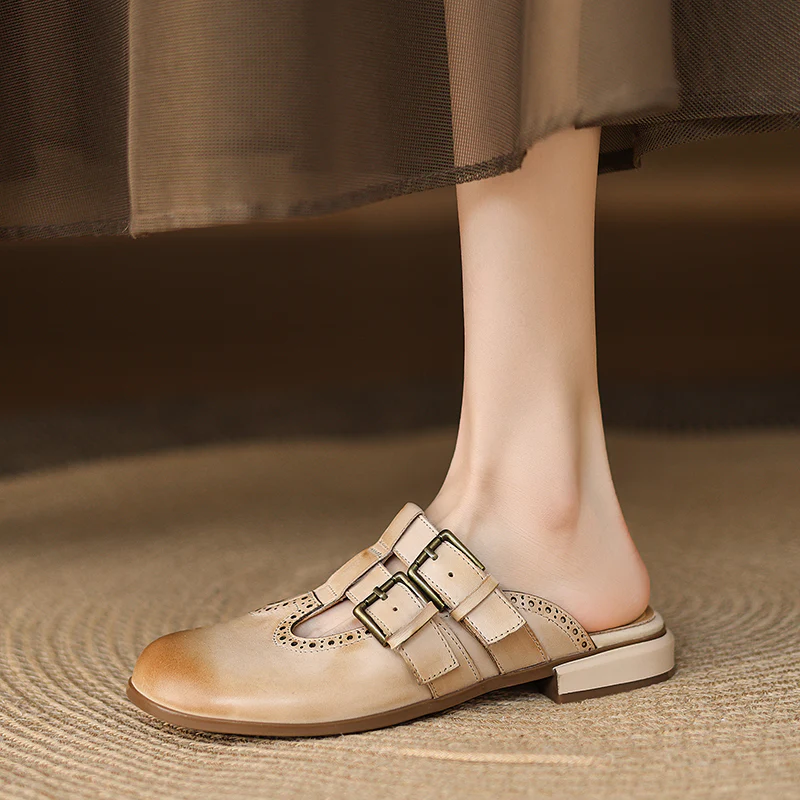 Elin Genuine Leather Mules