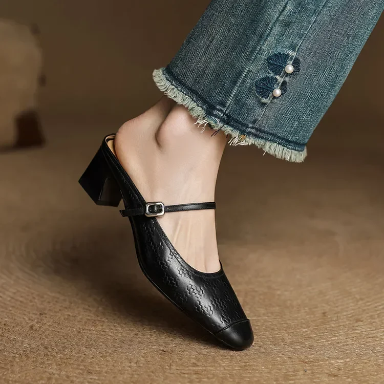 Edda Genuine Leather Mules