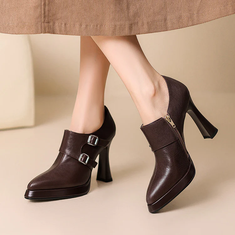 Nyrix Genuine Leather Heels