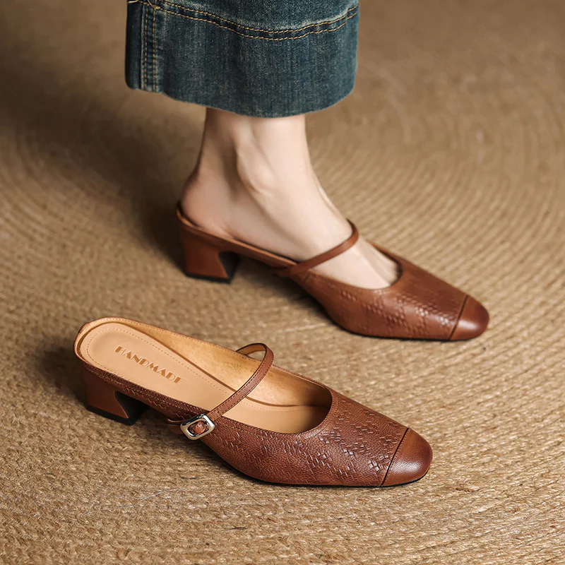 Edda Genuine Leather Mules