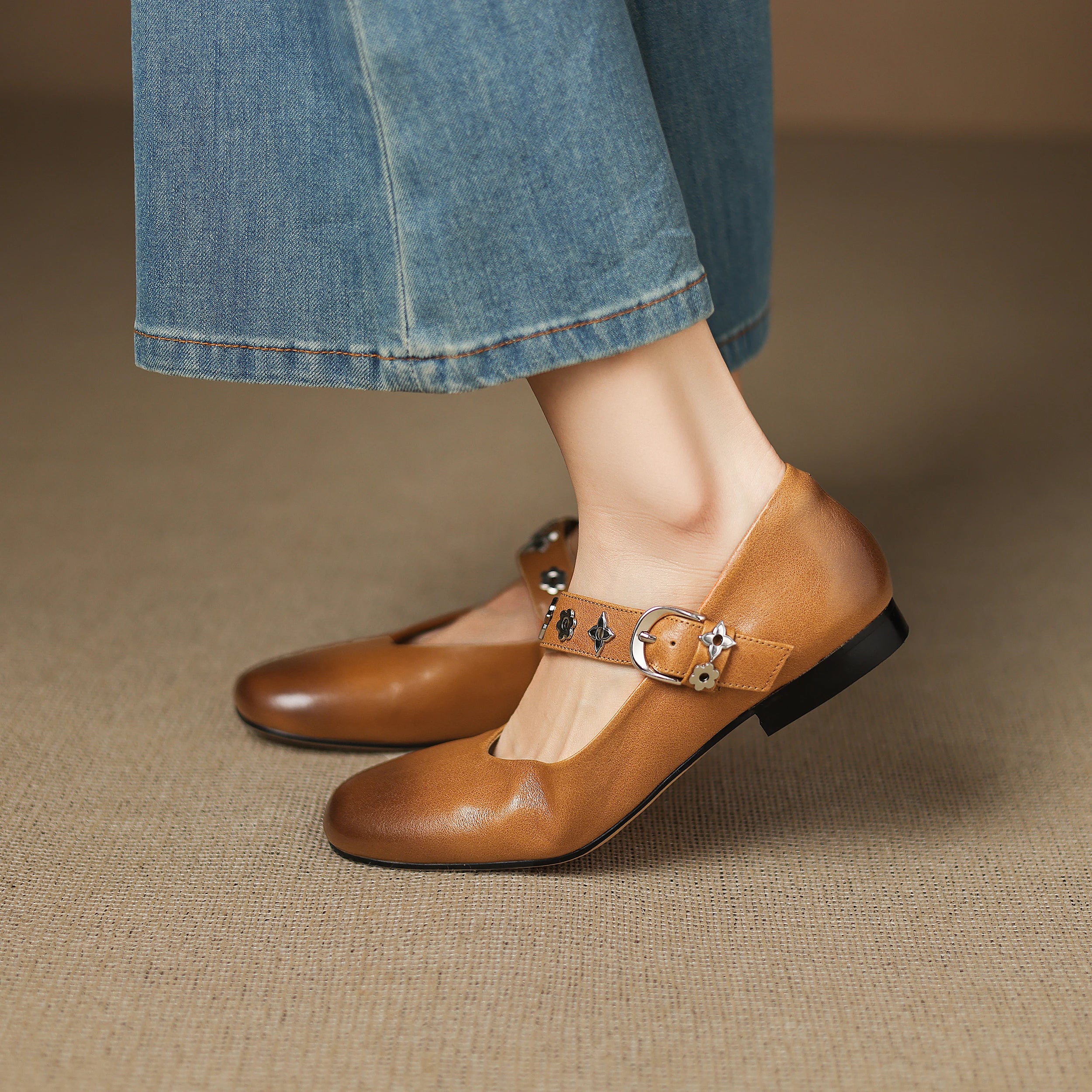 Elda Genuine Leather Flats
