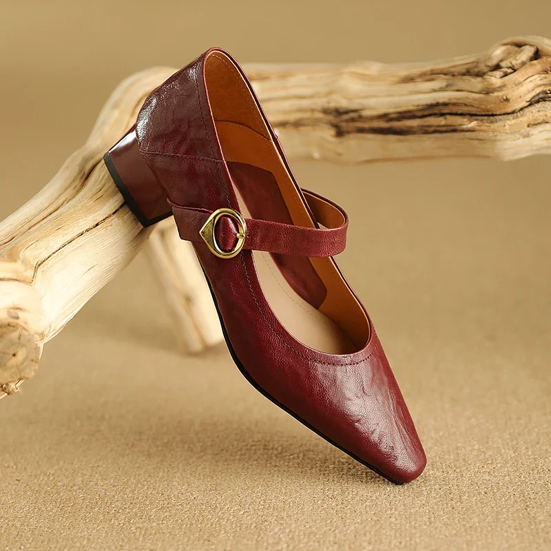 Merlot Genuine Leather Heels