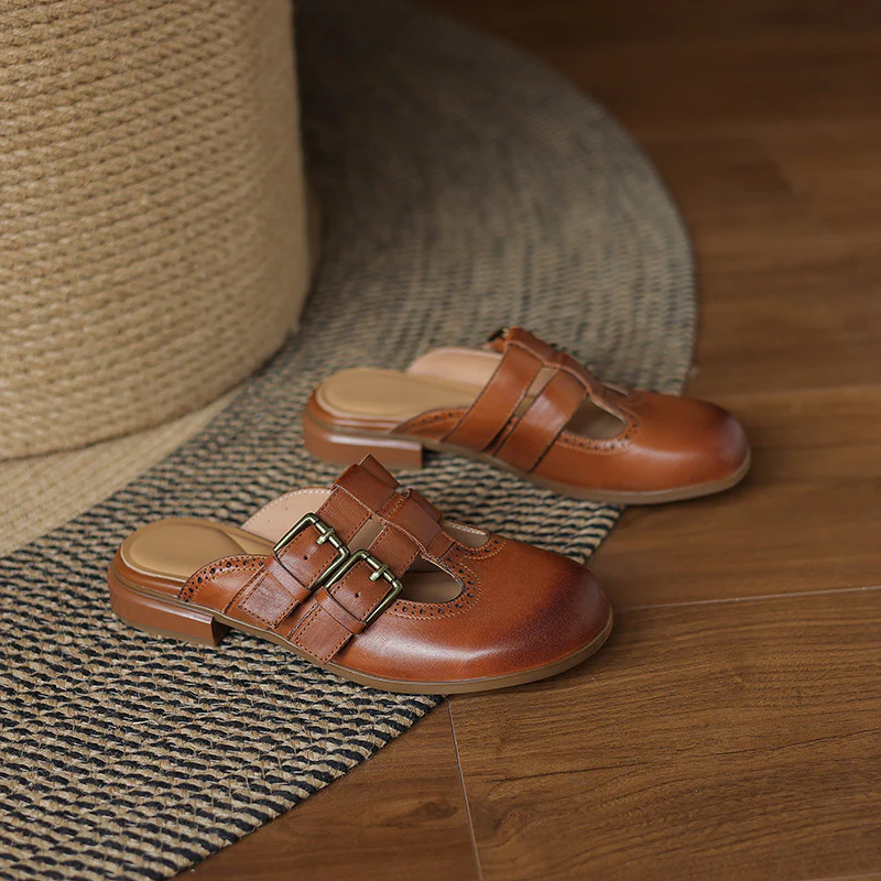 Elin Genuine Leather Mules