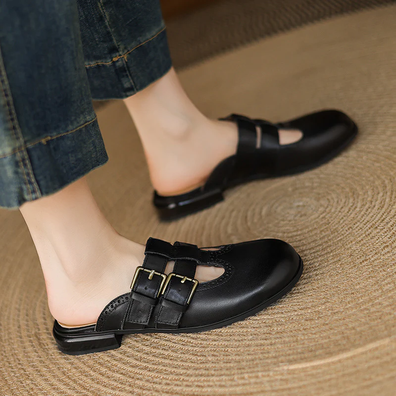 Elin Genuine Leather Mules