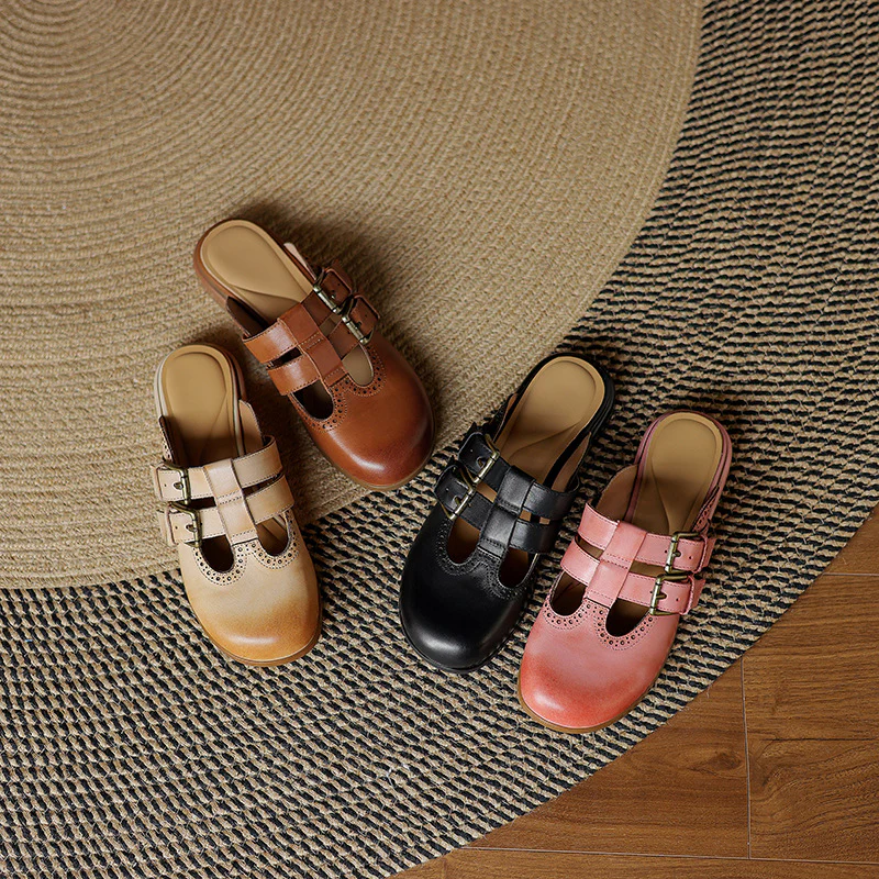 Elin Genuine Leather Mules