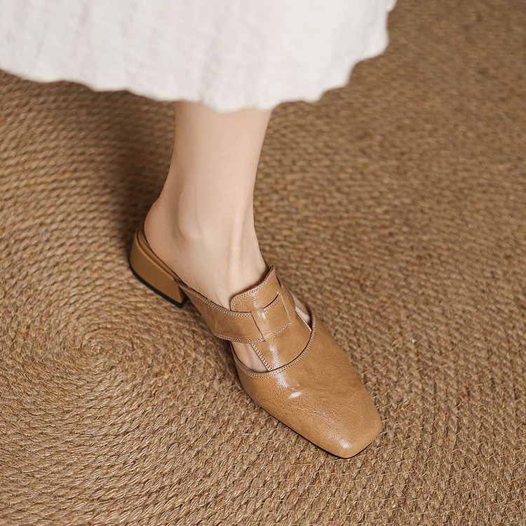 Ivora Genuine Leather Mules