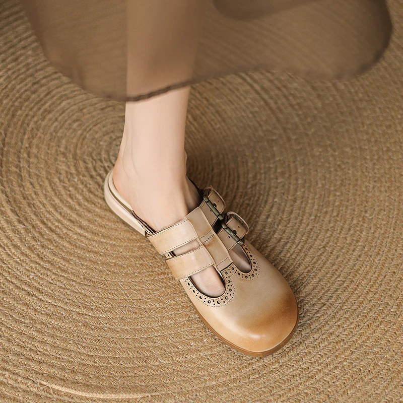 Elin Genuine Leather Mules