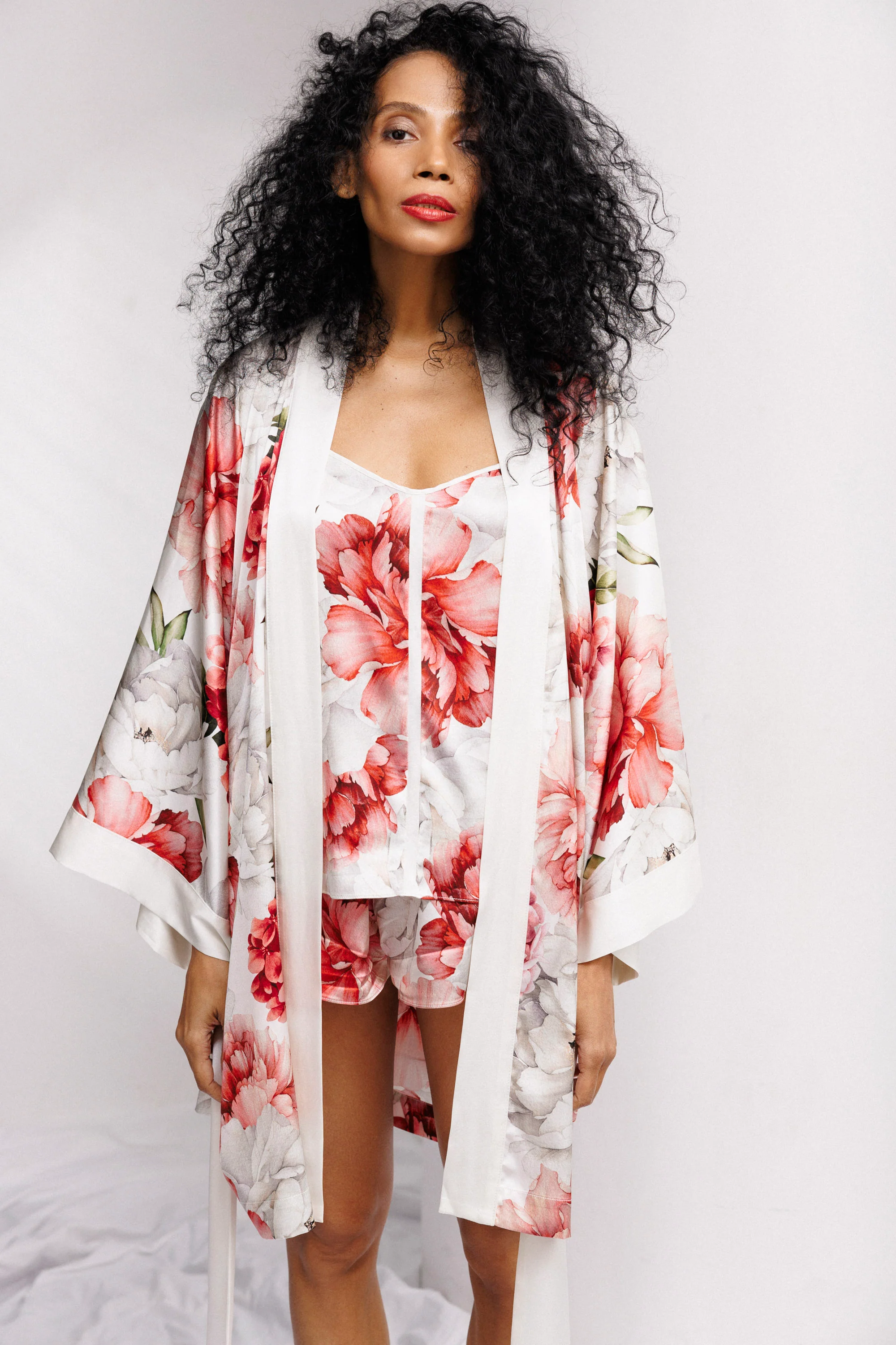 Peony Allure Camisole and Shorts Set in Coral