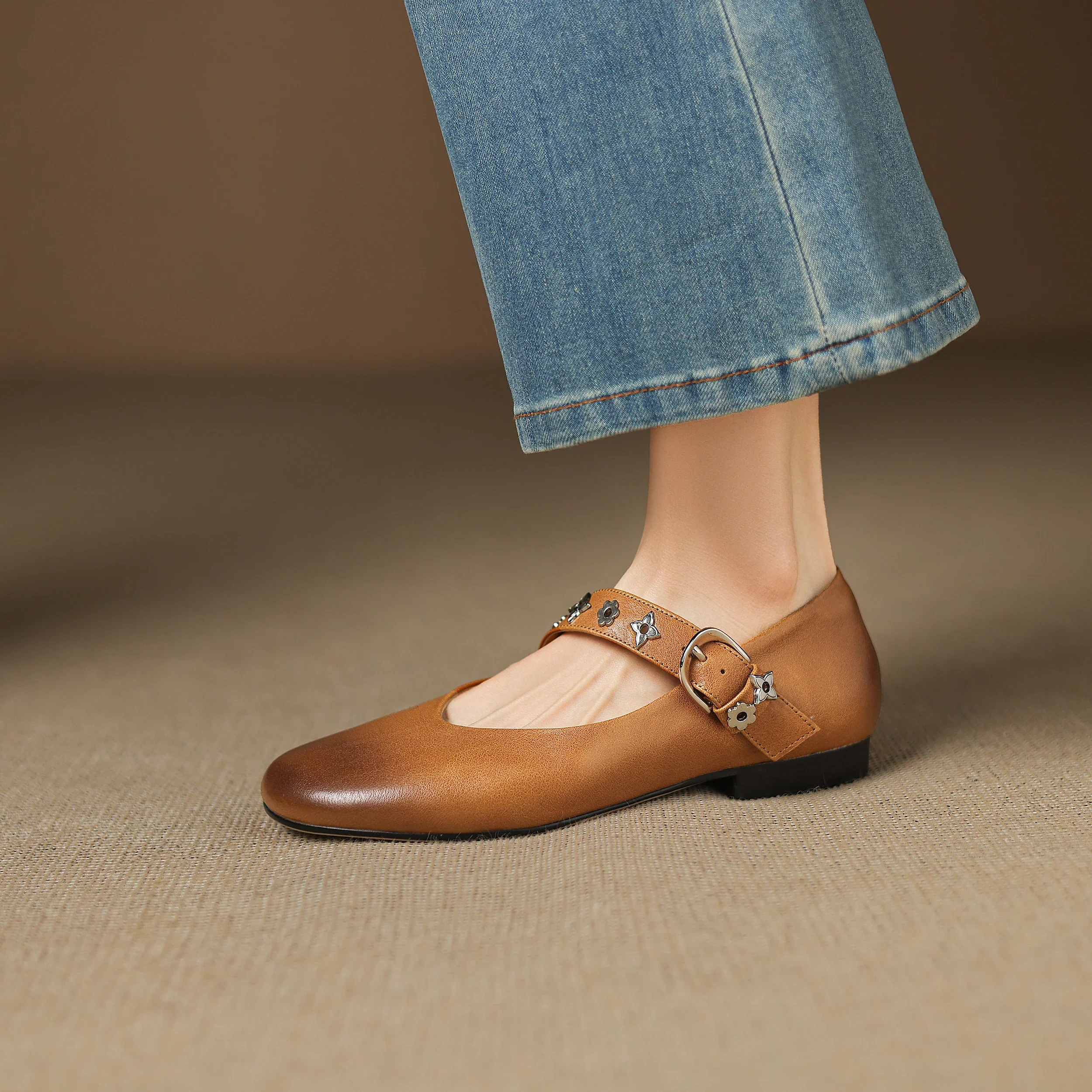 Elda Genuine Leather Flats