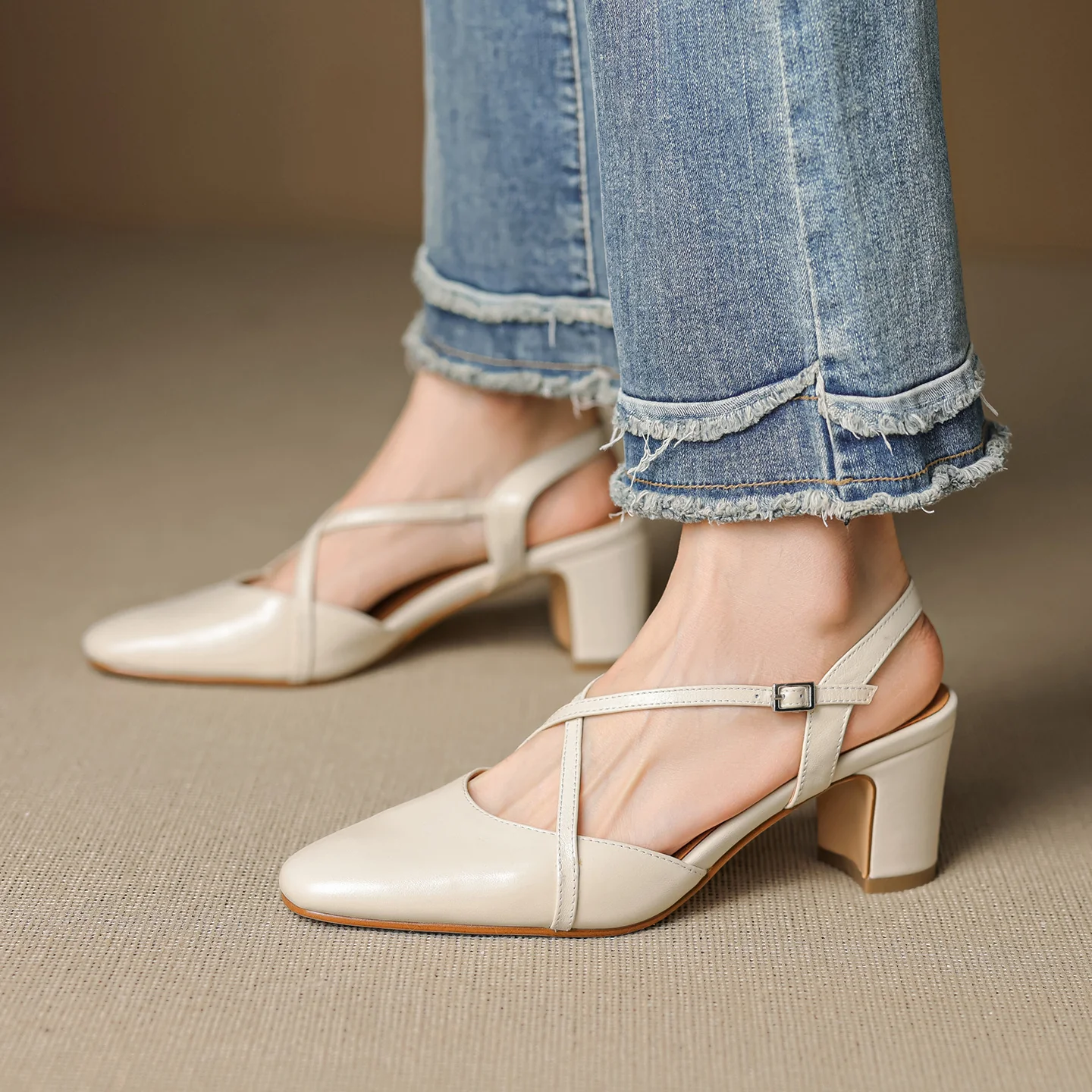 Blenza Genuine Leather Slingbacks