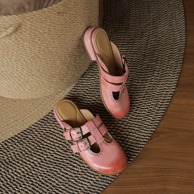 Elin Genuine Leather Mules