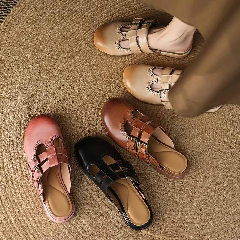 Elin Genuine Leather Mules