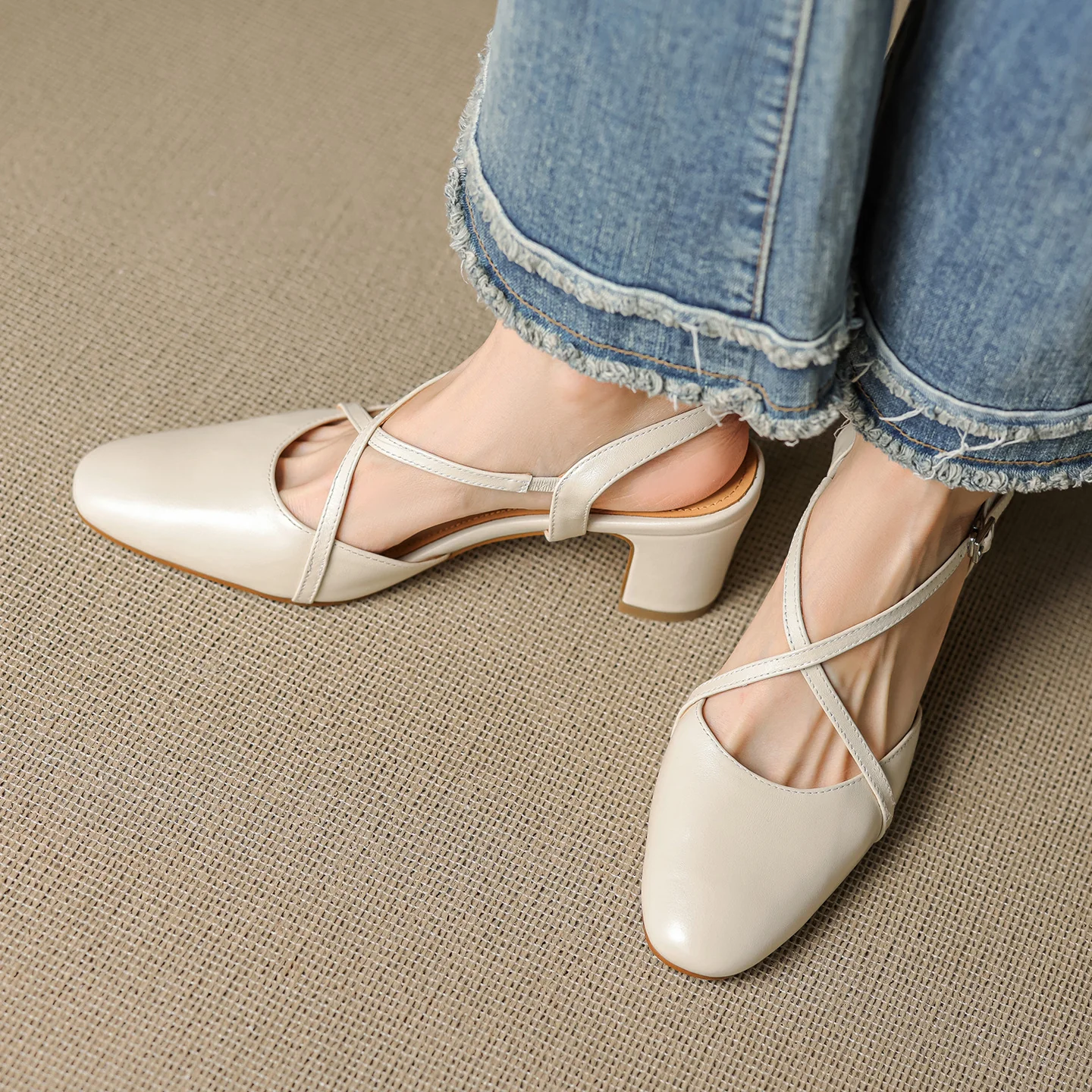 Blenza Genuine Leather Slingbacks