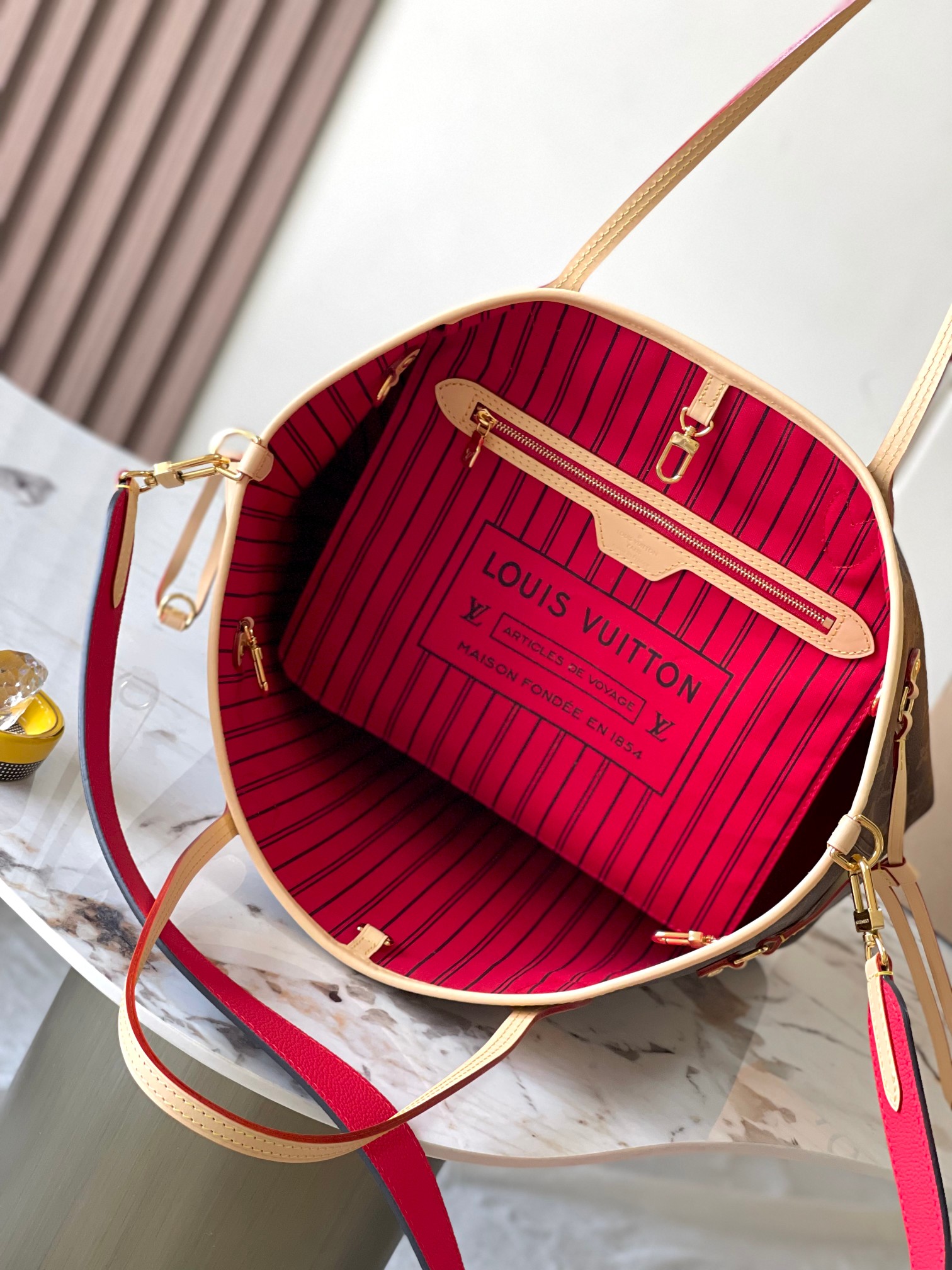 LOUIS VUITTON NEVERFULL BANDOULIERE INSIDE OUT MM Tote bag/top quality M12096