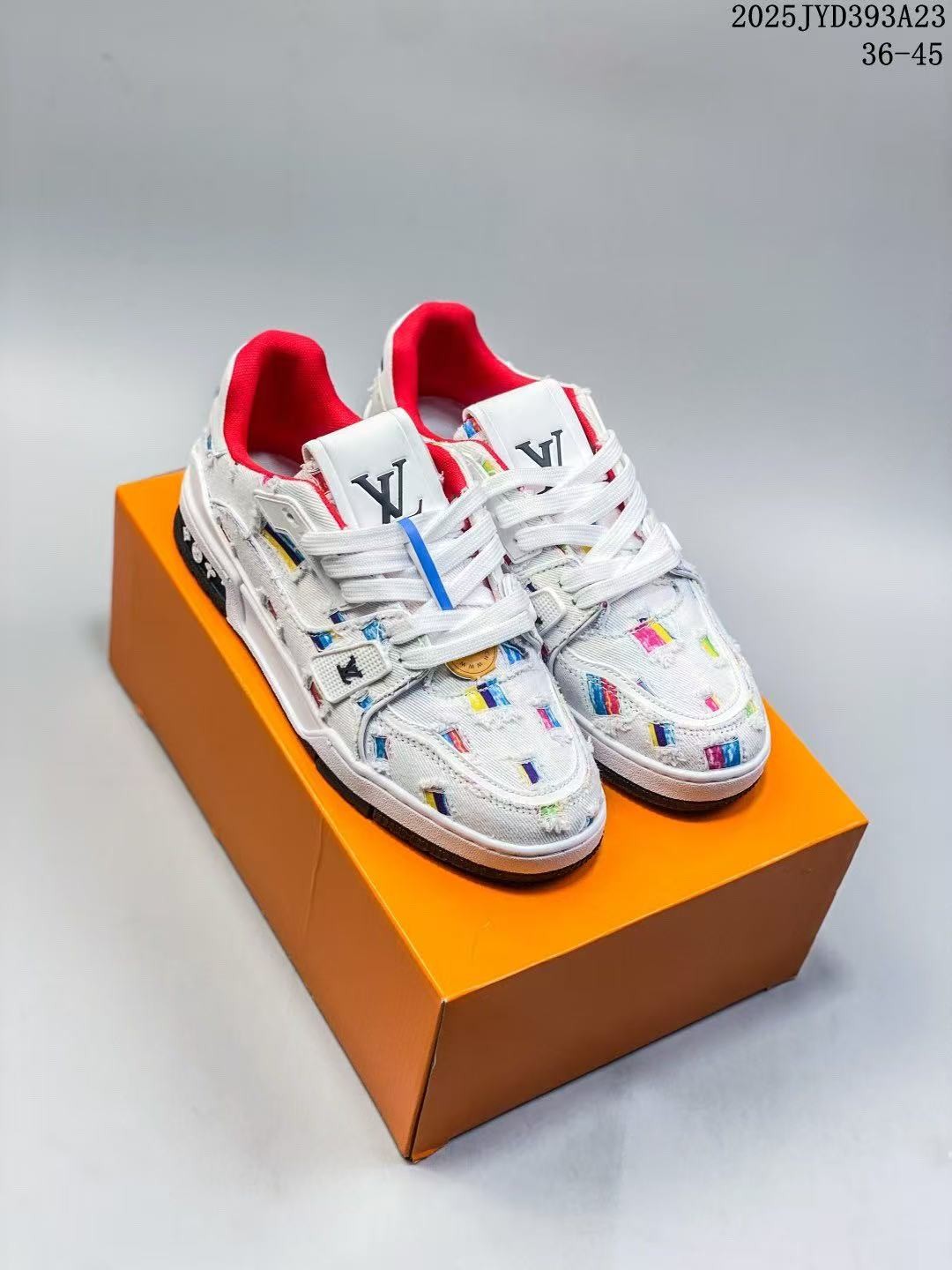 【#4451】 Louis Vuitton traniner canvasprinted colorful denim embroidered shoes