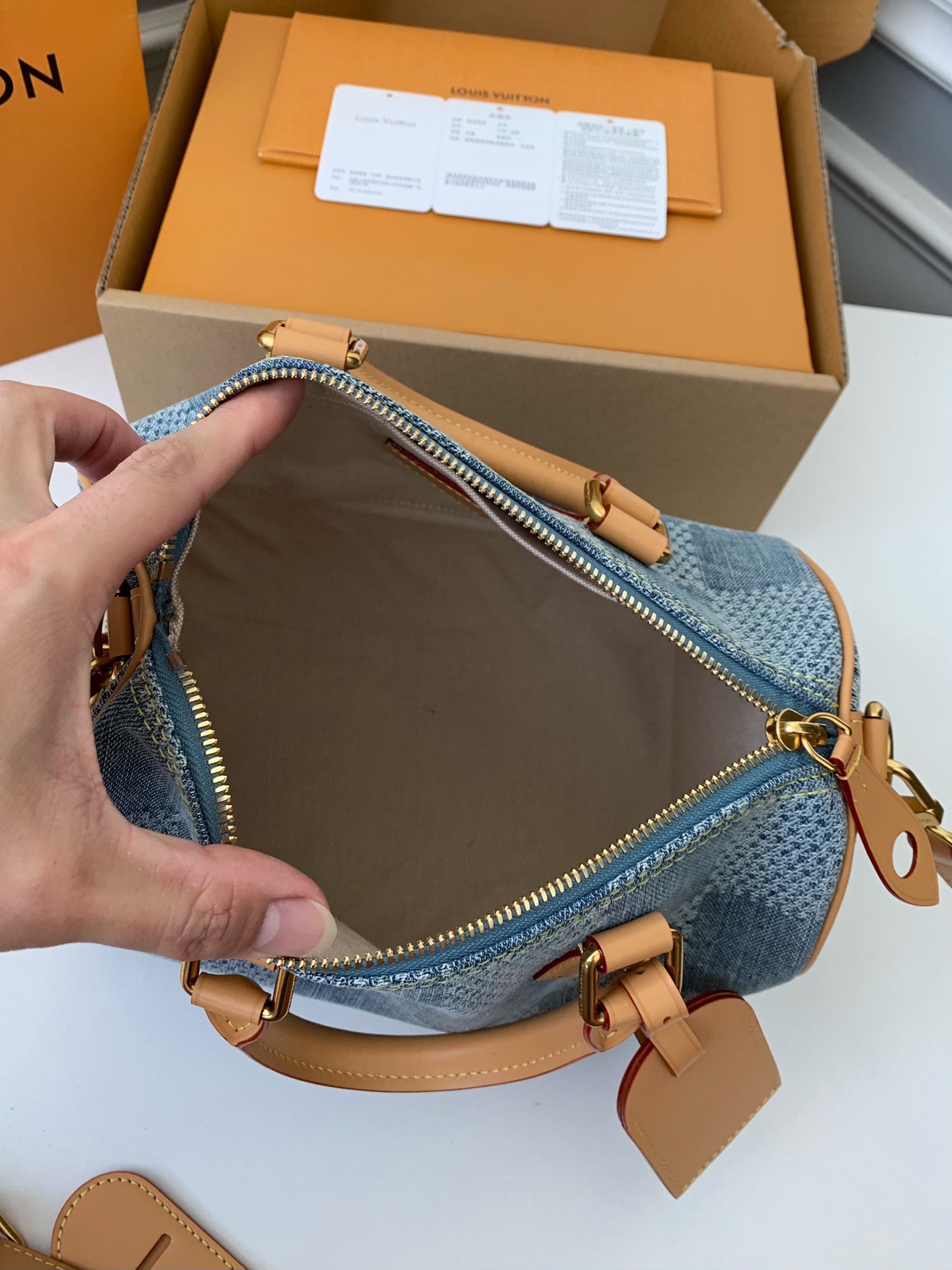 【#3351】 Louis Vuitton The new SPEEDY 25bandouli ère tannin denim handba9 N40700 Size: 25*15*15cm