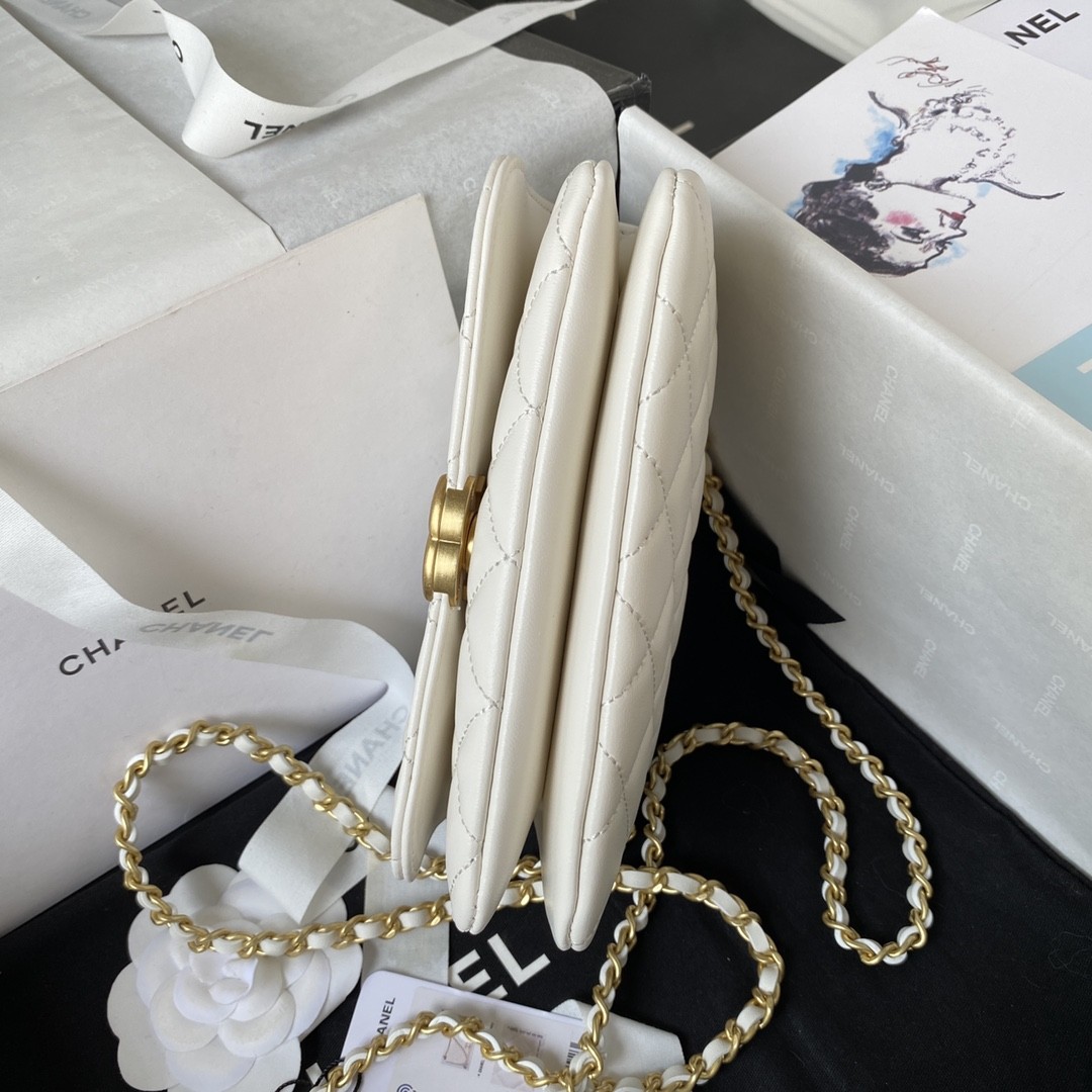 Chanel 23A Advanced Handicraft ShopSeries Black Gold Leather Chain Piercing Bag AP3373, Top Quality