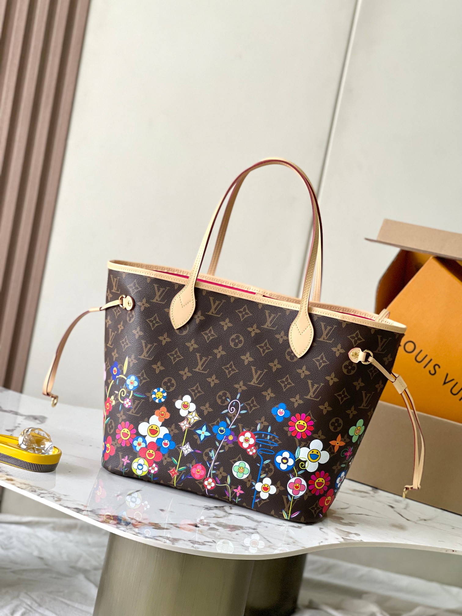 LOUIS VUITTON x Takashi Murakami Neverfull MM Tote bag/top quality M13271