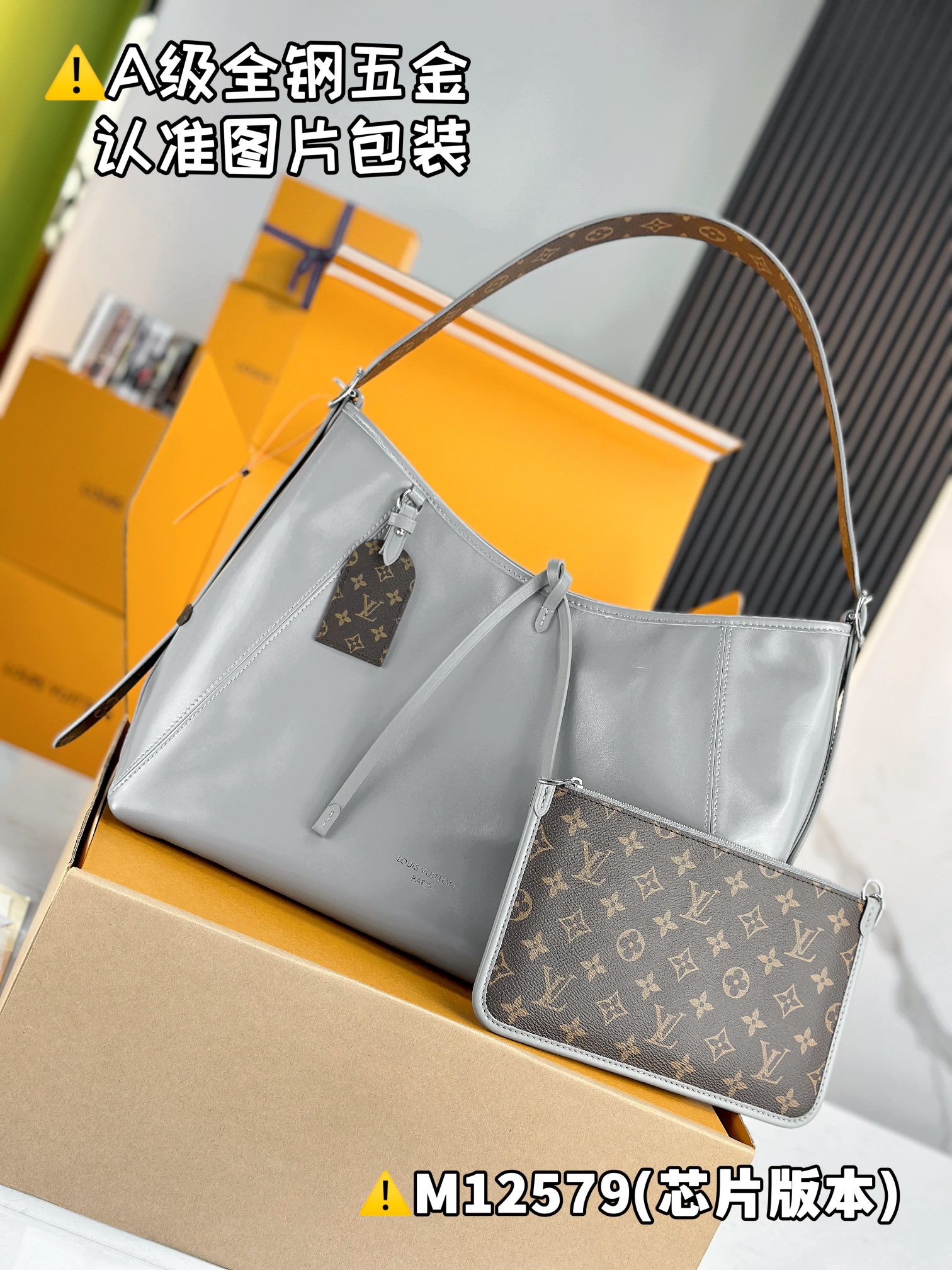 LOUIS VUITTON Carryall Dark MM Tote bag/top quality M12583