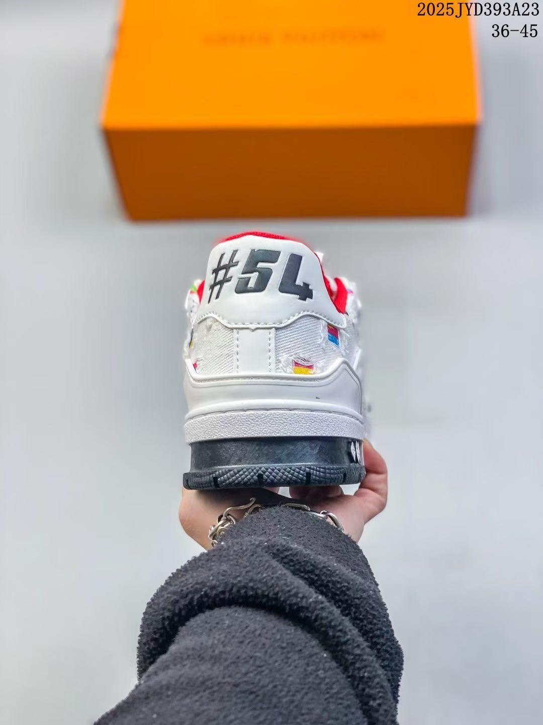 【#4451】 Louis Vuitton traniner canvasprinted colorful denim embroidered shoes