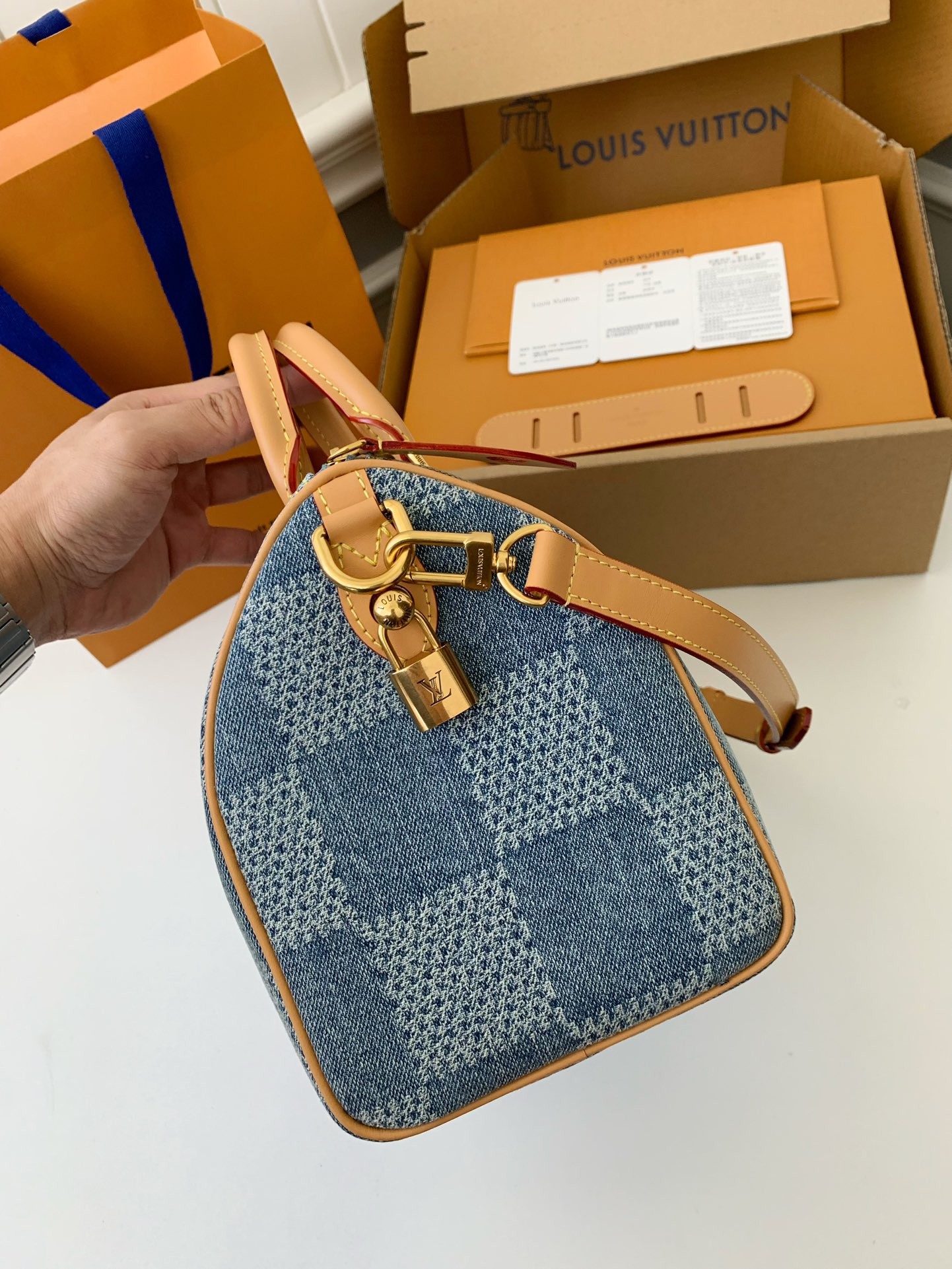 【#3351】 Louis Vuitton The new SPEEDY 25bandouli ère tannin denim handba9 N40700 Size: 25*15*15cm