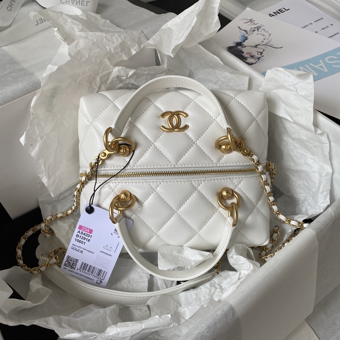 Chanel 23A Premium Handmade Sheepskin Portable Lunch Box Bag AS4201,TOp Quality