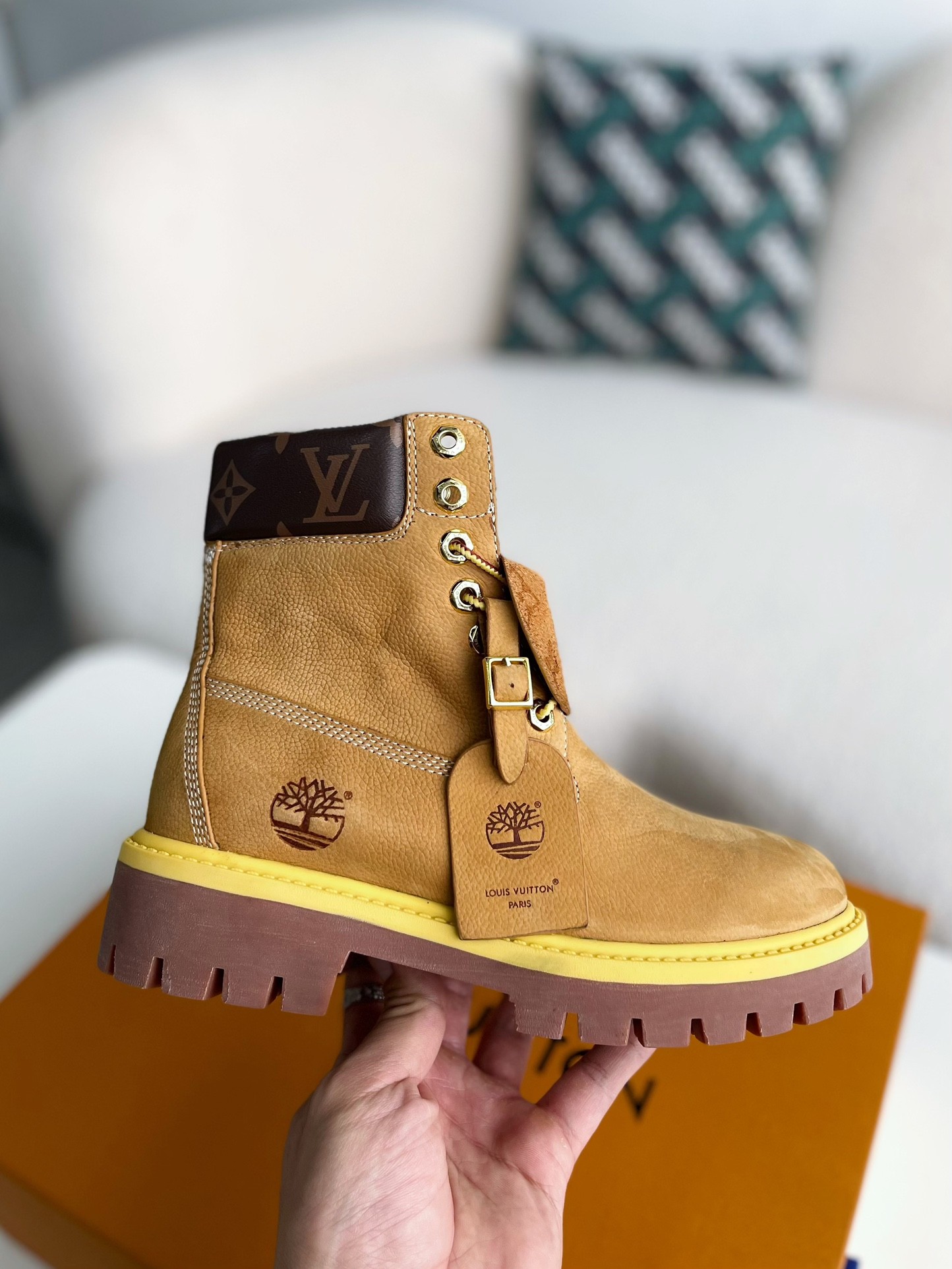 louis vuitton & timberland yellow boots/Martin boots/boots