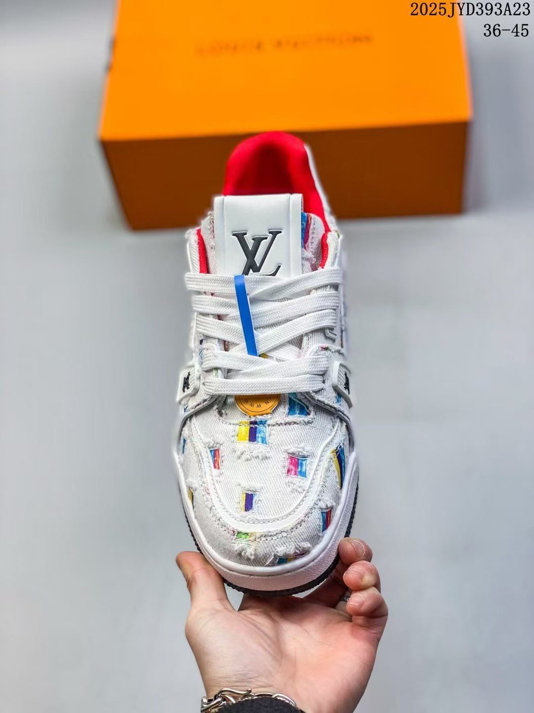 【#4451】 Louis Vuitton traniner canvasprinted colorful denim embroidered shoes