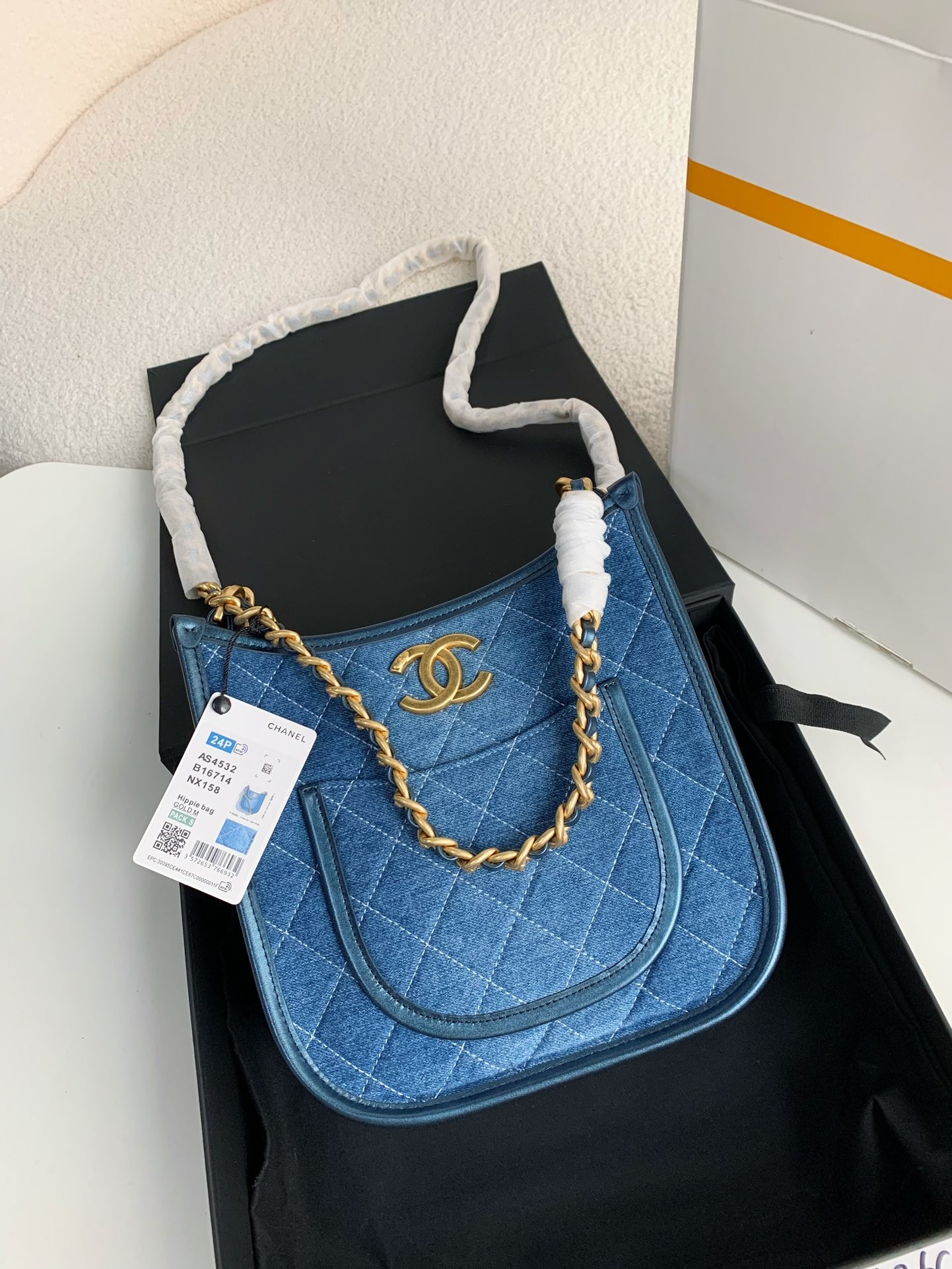 Chanel Denim Hobo pocket straggler shoulder bag