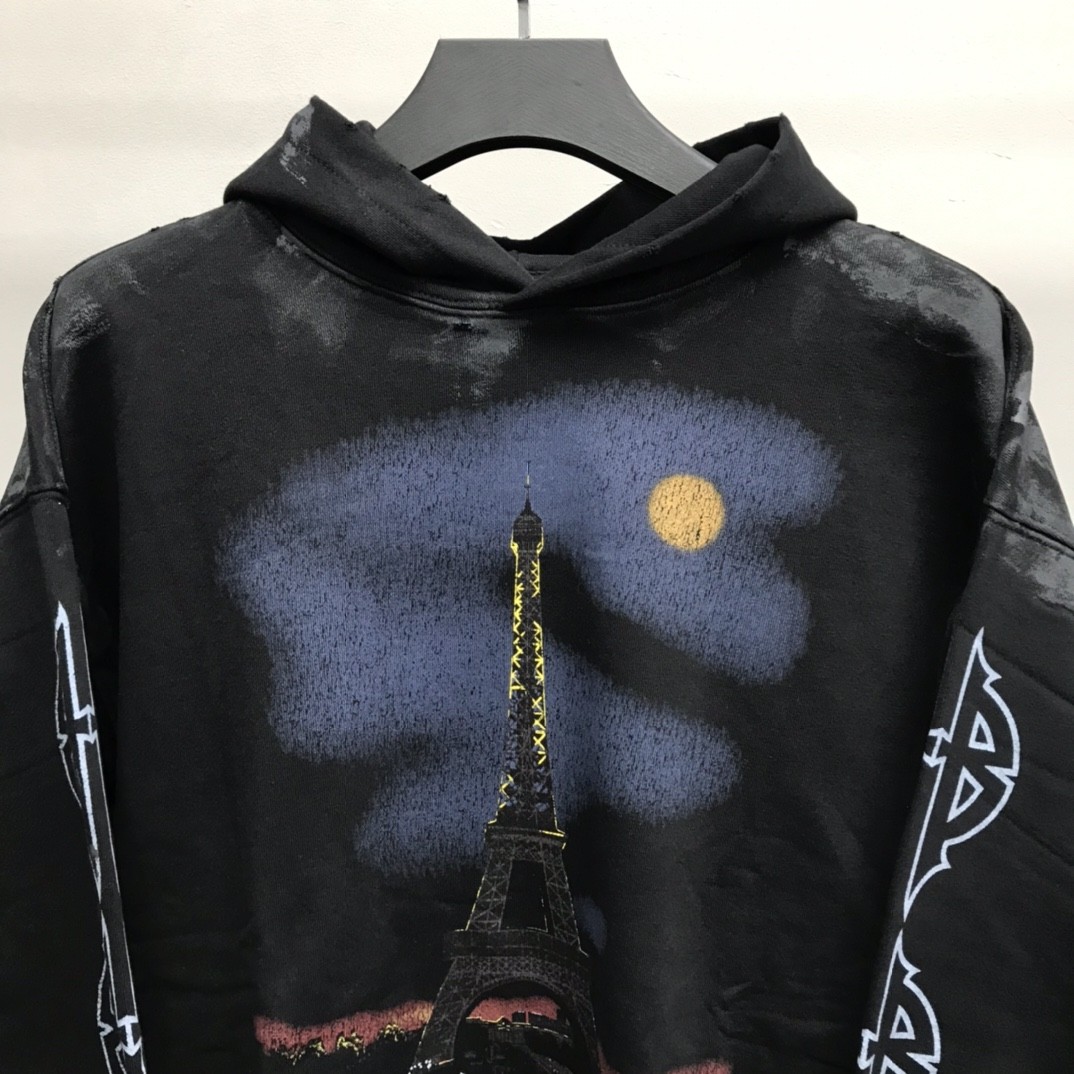Balenciaga Paris tower mud dyed hoodi