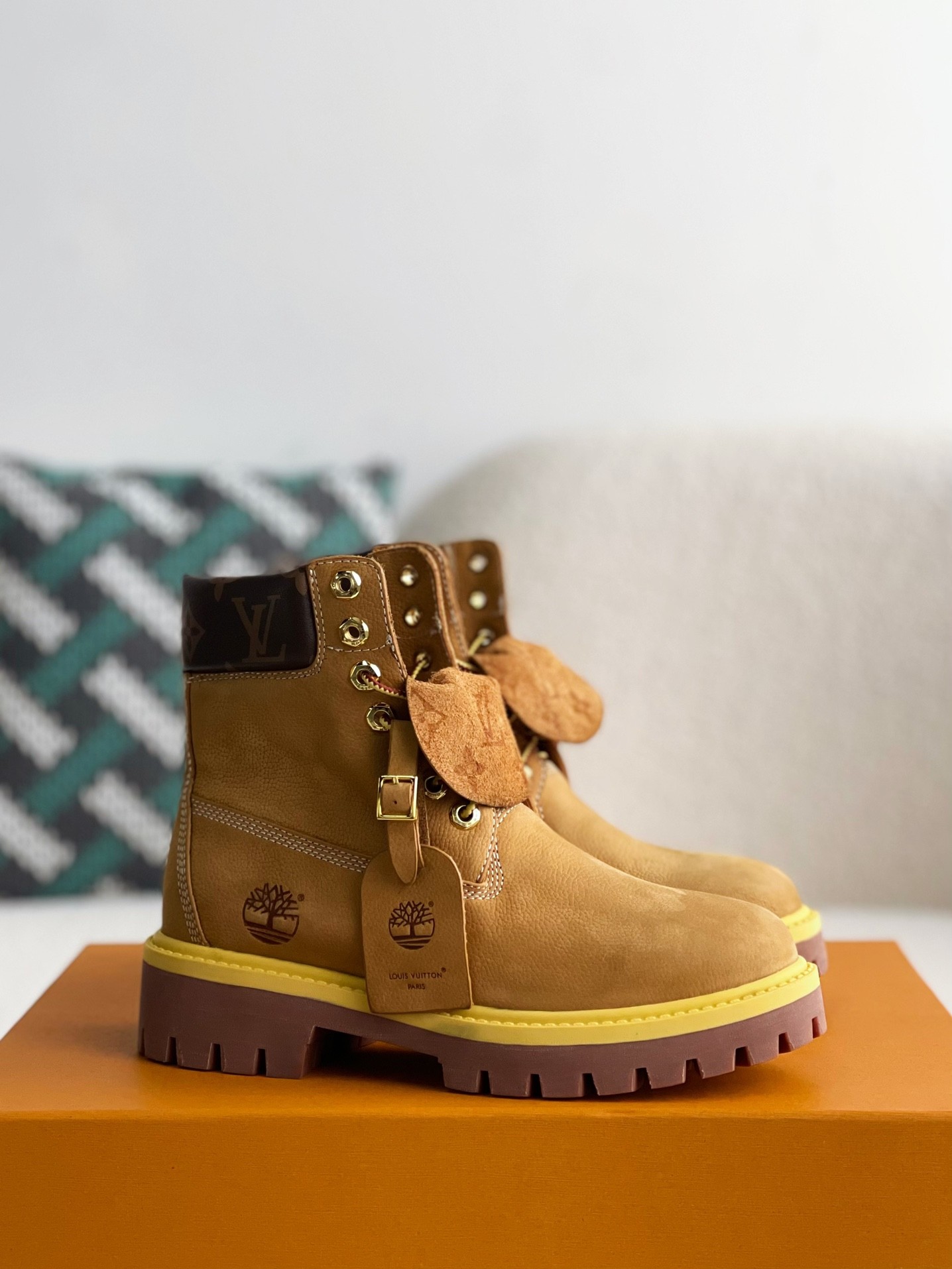 louis vuitton & timberland yellow boots/Martin boots/boots